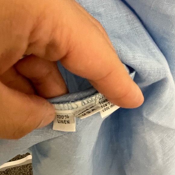 NWOT Planet by Lauren G Blue 100% Linen Tank Top Asymmetrical Hem Relax Lagon 1 - Picture 7 of 10